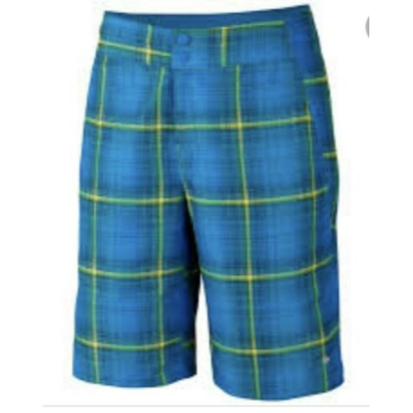 Columbia Waterton Shorts Omni-Shade Sun Protection Hybrid Swim Size 38 Blue Lime - Picture 7 of 7